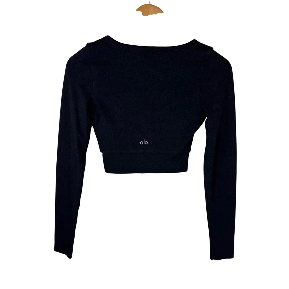 Alo Yoga Alolux Cropped Me Time Cardigan Black Size XS/S‎ Athleisure Activewear
